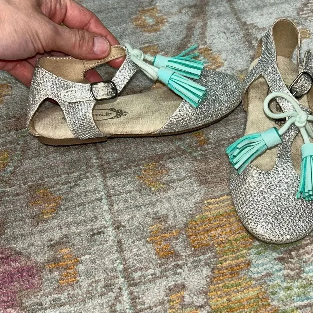 Joyfolie glitter bow tassel flats sz 8 toddler